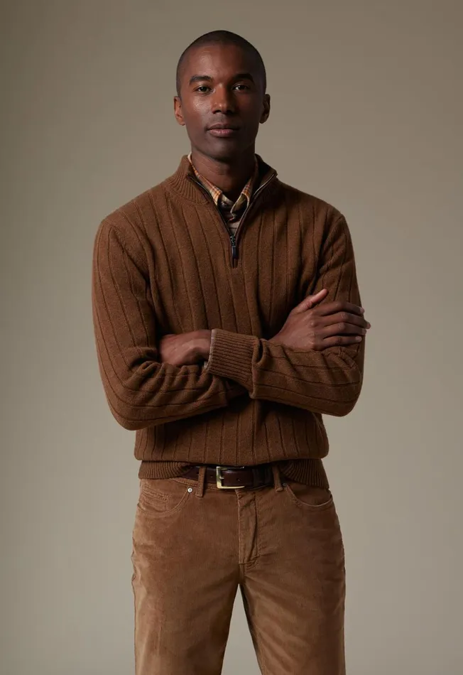 Paul Stuart Sweaters Ribbed Quarter Zip Sweater With Suede Dark Green 8211 Men Paul Stuart Sweaters Ribbed Quarter Zip Sweater With Suede Dark Green 8211 Men