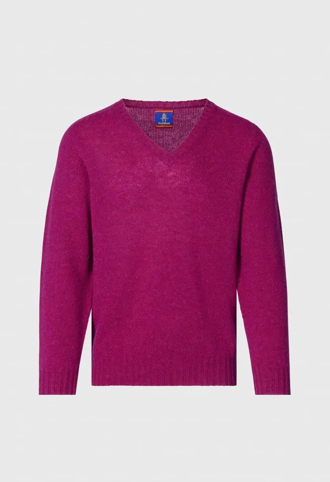 Paul Stuart Sweaters Shetland Wool VNeck Sweater Blue 8211 Men