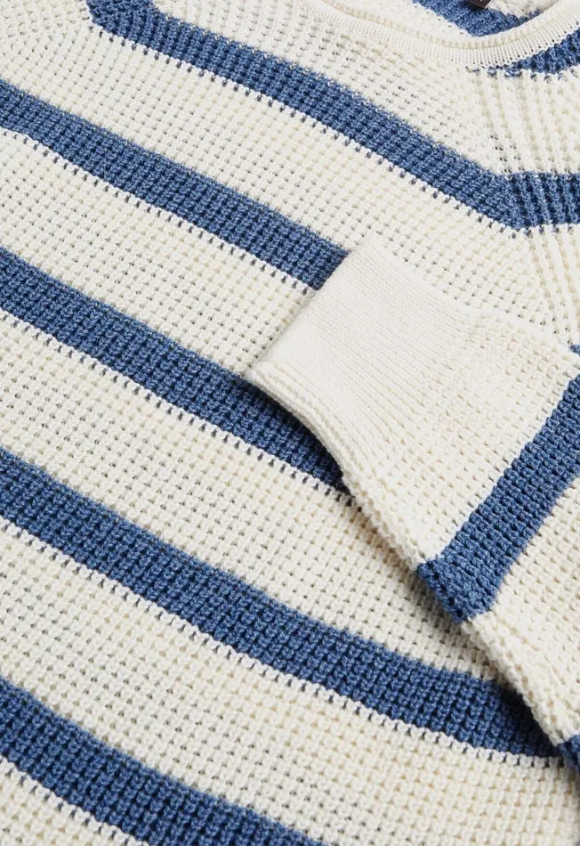 Paul Stuart Sweaters Striped Cotton Crewneck Sweater Bluecream 8211 Men Paul Stuart Sweaters Striped Cotton Crewneck Sweater Bluecream 8211 Men
