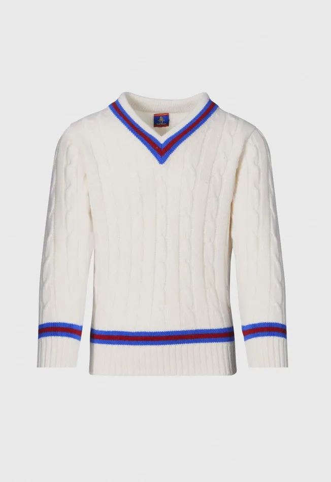 Paul Stuart Sweaters Striped VNeck Tennis Sweater White 8211 Men