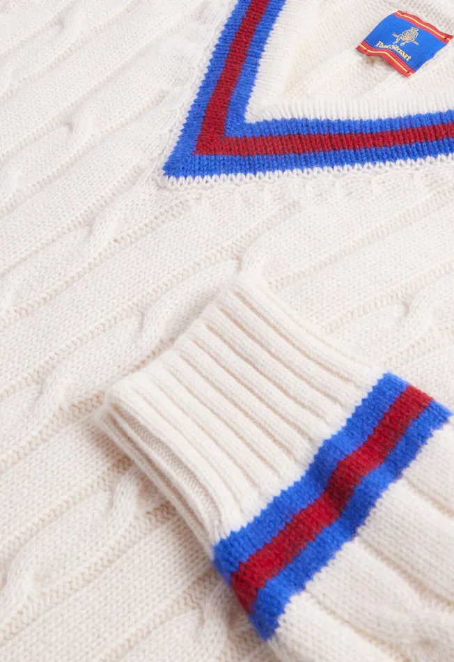 Paul Stuart Sweaters Striped VNeck Tennis Sweater White 8211 Men Paul Stuart Sweaters Striped VNeck Tennis Sweater White 8211 Men