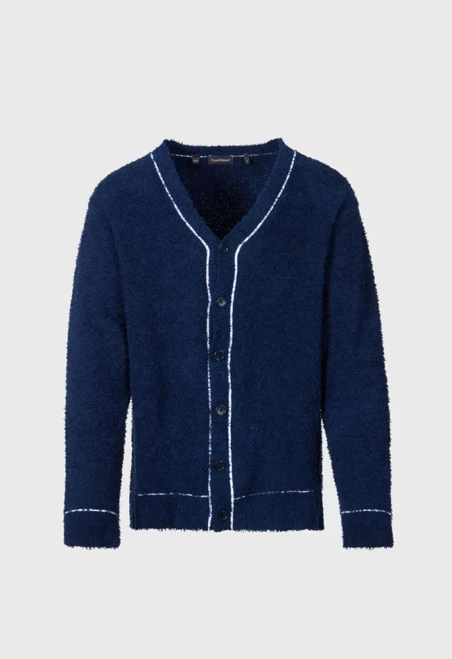 Paul Stuart Sweaters Terry Cloth Cardigan Navy 8211 Men