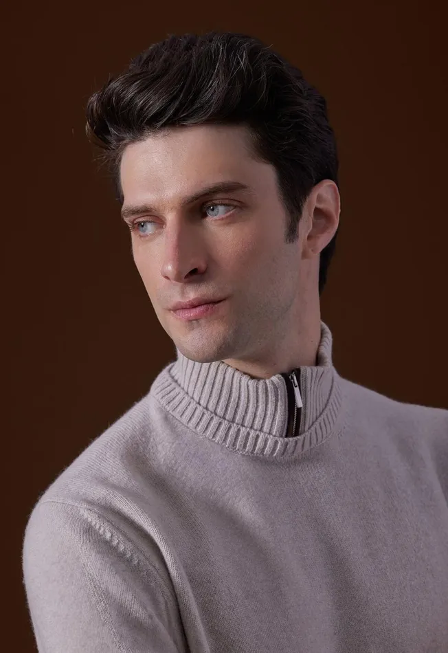 Paul Stuart Sweaters Wool and Cashmere Mock Neck Zip Sweater Cream 8211 Men Paul Stuart Sweaters Wool and Cashmere Mock Neck Zip Sweater Cream 8211 Men