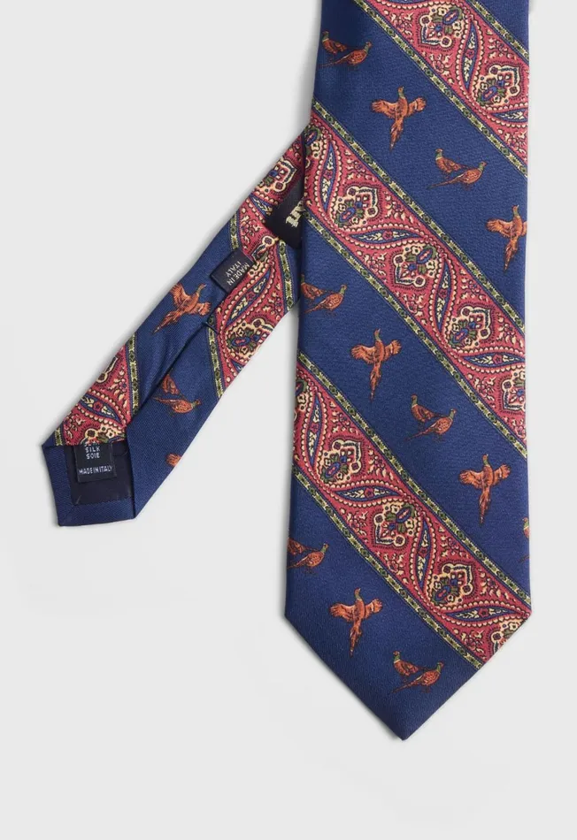 Paul Stuart Ties and Pocket Squares Deco Stripe And Bird Print Tie Burgundy 8211 Men Paul Stuart Ties and Pocket Squares Deco Stripe And Bird Print Tie Burgundy 8211 Men