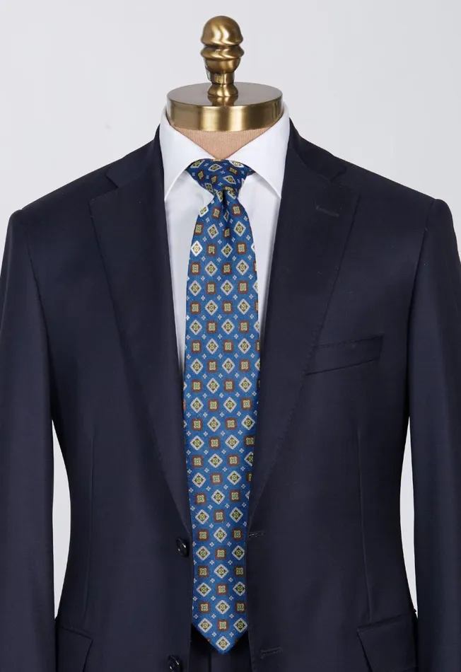 Paul Stuart Ties and Pocket Squares Printed Linen Medallion Tie Blue 8211 Men Paul Stuart Ties and Pocket Squares Printed Linen Medallion Tie Blue 8211 Men