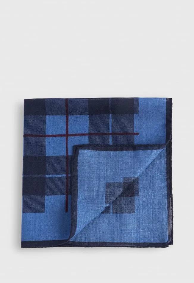Paul Stuart Ties and Pocket Squares Printed Wool and Cashmere Plaid Pocket Square Light Blue 8211 Men Paul Stuart Ties and Pocket Squares Printed Wool and Cashmere Plaid Pocket Square Light Blue 8211 Men