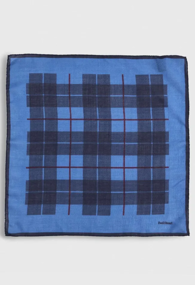 Paul Stuart Ties and Pocket Squares Printed Wool and Cashmere Plaid Pocket Square Light Blue 8211 Men Paul Stuart Ties and Pocket Squares Printed Wool and Cashmere Plaid Pocket Square Light Blue 8211 Men