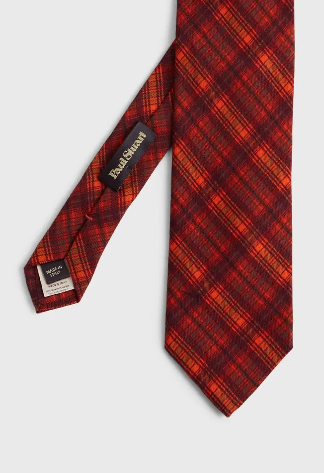 Paul Stuart Ties and Pocket Squares Printed Wool Plaid Tie Green 8211 Men