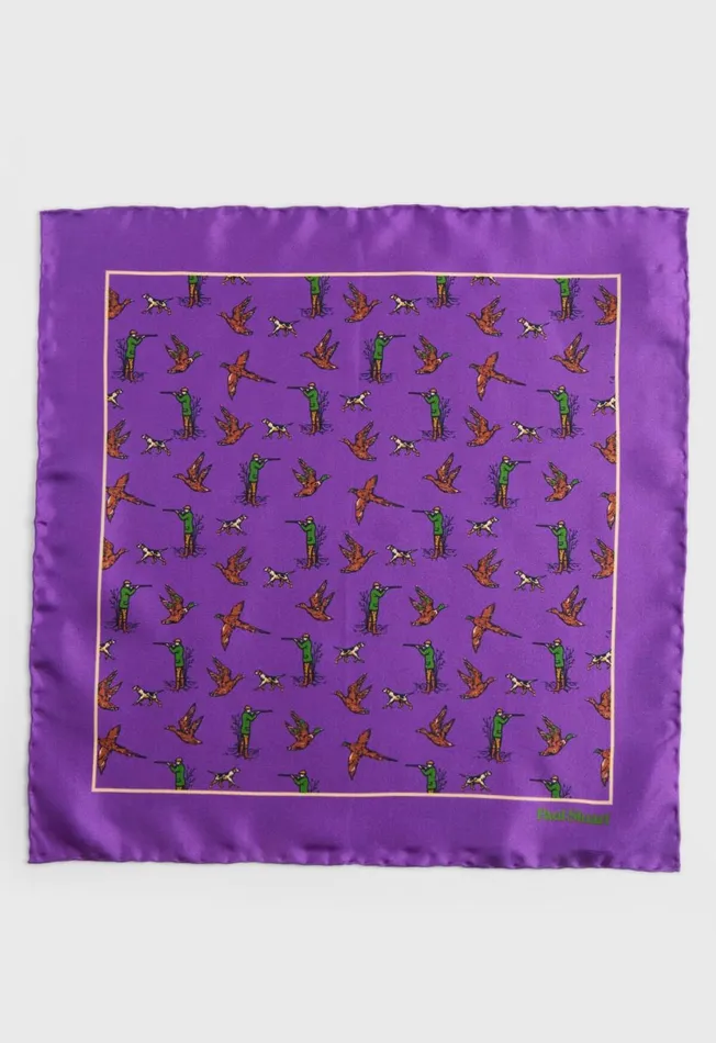 Paul Stuart Ties and Pocket Squares Silk Hunting Scene Pocket Square Purple 8211 Men Paul Stuart Ties and Pocket Squares Silk Hunting Scene Pocket Square Purple 8211 Men