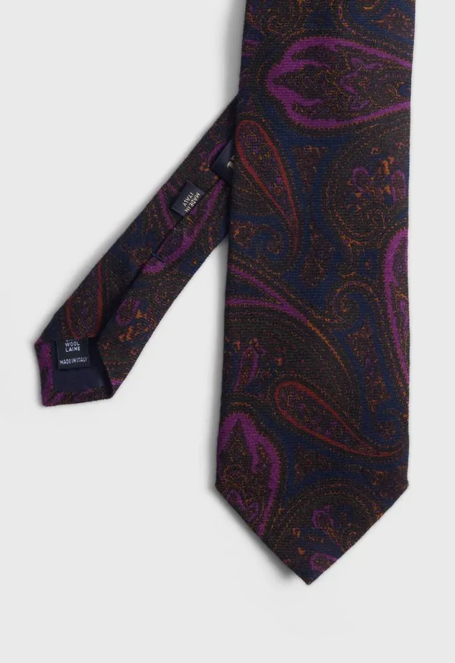 Paul Stuart Ties and Pocket Squares Wool Paisley Tie Blue 8211 Men
