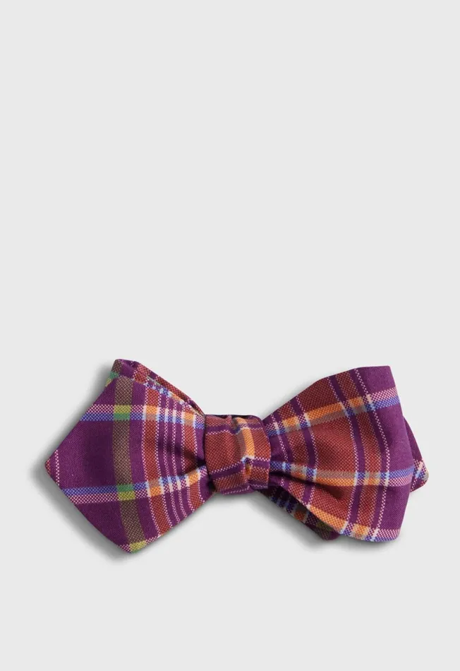 Paul Stuart Ties Habotai Silk Plaid Bow Tie Plum 8211 Men