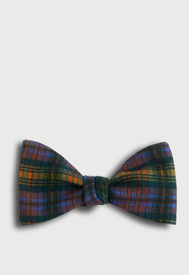 Paul Stuart Ties Printed Wool Plaid Bow Tie Green 8211 Men