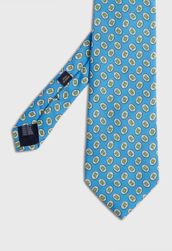 Paul Stuart Ties Silk Tossed Oval Print Tie Blue 8211 Men