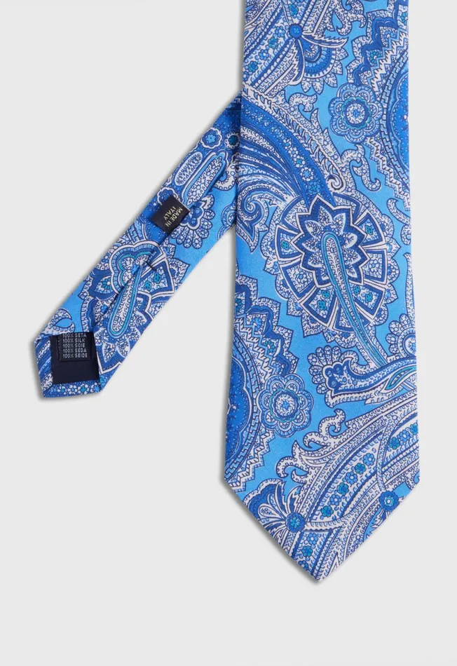 Paul Stuart Ties Silk Twill Paisley Print Tie Indigo 8211 Men