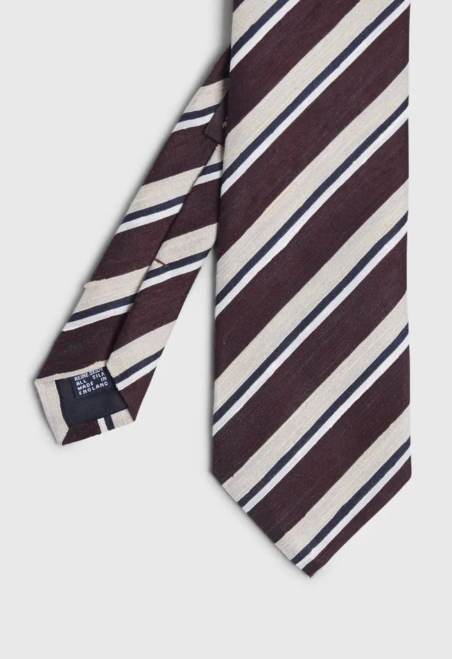 Paul Stuart Ties Wide Stripe Tie Burgundy 8211 Men