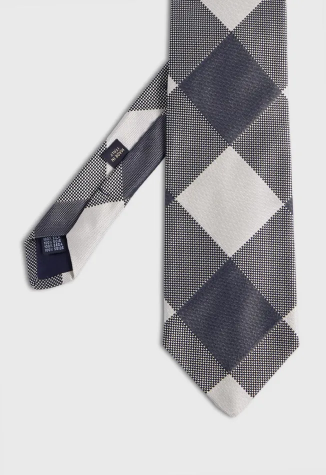 Paul Stuart Ties Woven Silk Oversized Check Tie Charcoal 8211 Men