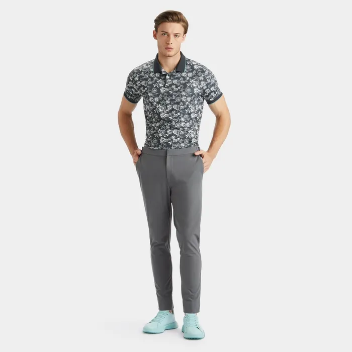 Peony Sketch Banded Sleeve Tech Jersey Polo Lead Men GFORE Tops