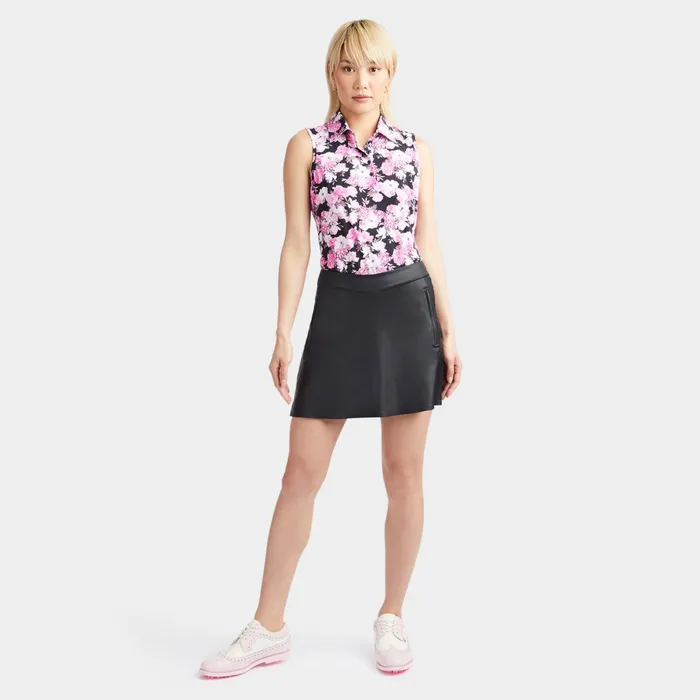 Photo Floral Silky Tech Nylon Sleeveless Polo Onyx Women GFORE Tops