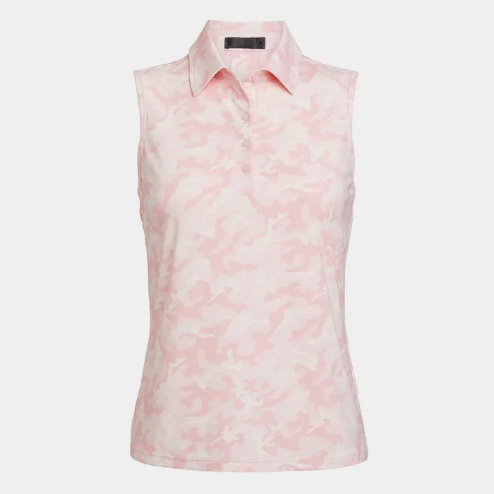 Pink Camo Silky Tech Nylon Sleeveless Polo Cameo Women GFORE Tops