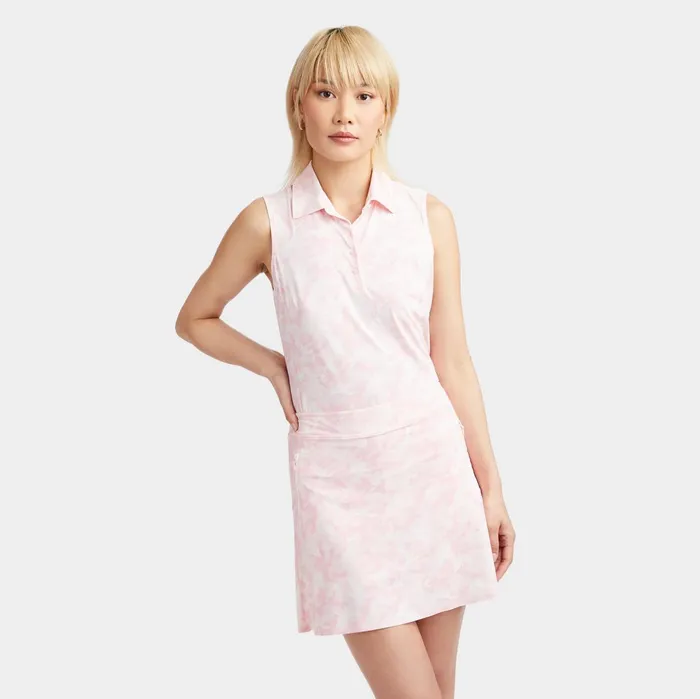 Pink Camo Silky Tech Nylon Sleeveless Polo Cameo Women GFORE Tops