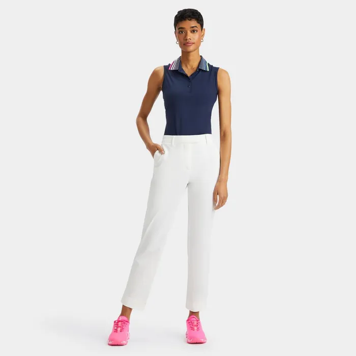 Pleated Contrast Collar Silky Tech Nylon Sleeveless Polo Twilight Women GFORE Tops