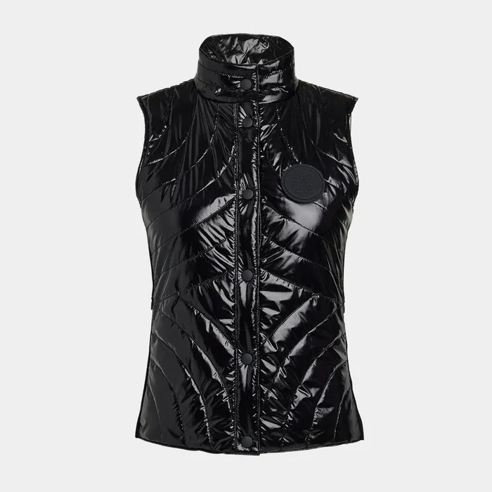 Quilted Nylon Coated Merino WoolLined Snap Vest Onyx Women GFORE Outerwear