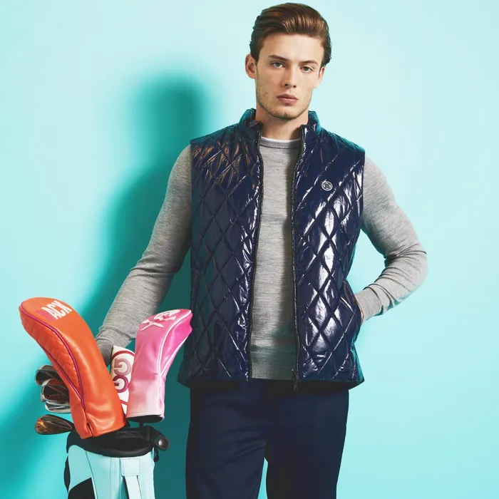 Quilted Polished Nylon Wool Lined Puffer Vest Twilight Men GFORE Tops
