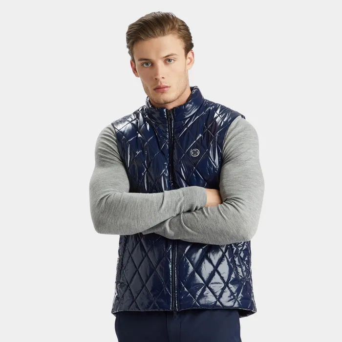 Quilted Polished Nylon Wool Lined Puffer Vest Twilight Men GFORE Tops