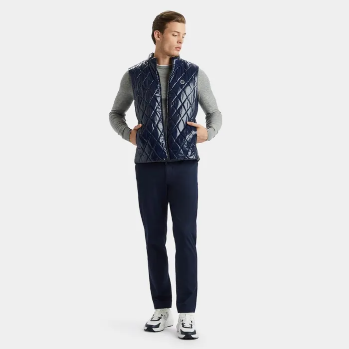 Quilted Polished Nylon Wool Lined Puffer Vest Twilight Men GFORE Tops