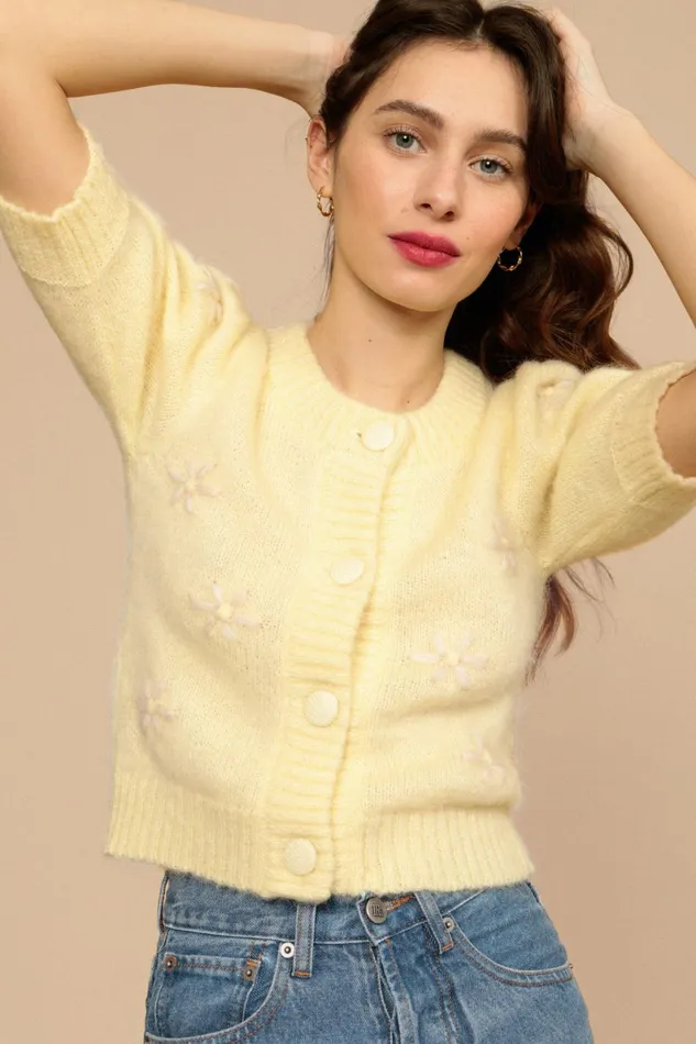 ROMEO Cardigan Jaune Uni Women Rouje Knits