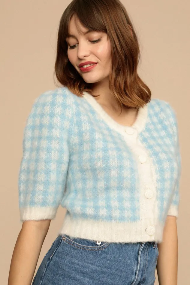 RONNY Cardigan Bleu Uni Women Rouje Knits