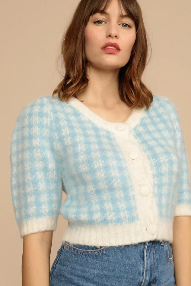 RONNY Cardigan Bleu Uni Women Rouje Knits