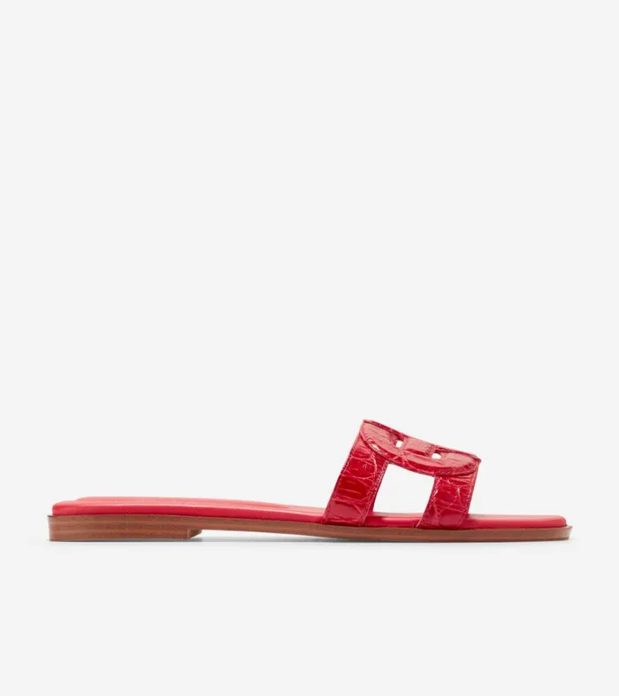 Sandals Women Cole Haan Chrisee Slide Sandals True Red Croc Print