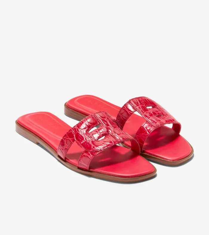 Sandals Women Cole Haan Chrisee Slide Sandals True Red Croc Print Sandals Women Cole Haan Chrisee Slide Sandals True Red Croc Print