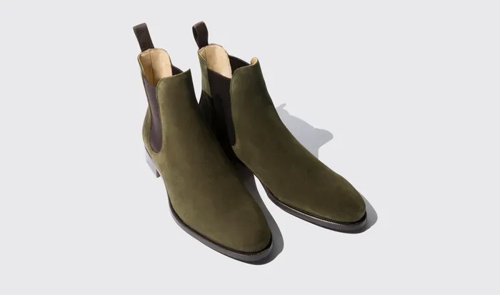 Scarosso Chelsea Boots Giancarlo Oliva Green Suede 8211 Men