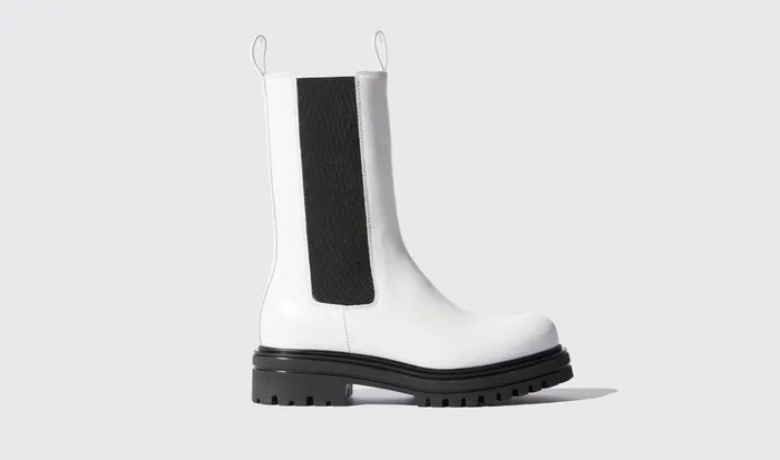 Scarosso Chelsea Boots Naomi White Bright White 8211 Polished Calf 8211 Women
