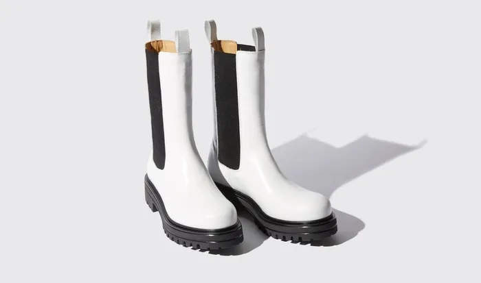 Scarosso Chelsea Boots Naomi White Bright White 8211 Polished Calf 8211 Women