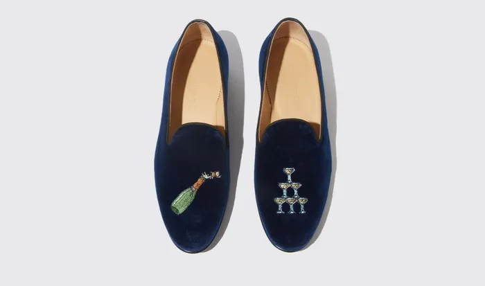 Scarosso Slippers Jay Blue Velvet Blue 8211 Velvet 8211 Men