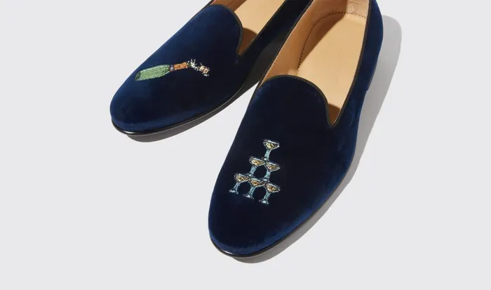 Scarosso Slippers Jay Blue Velvet Blue 8211 Velvet 8211 Men