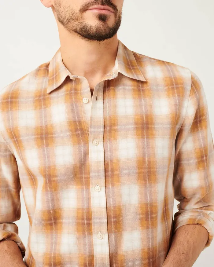 Shirts Men 7 For All Mankind Long Sleeve Plaid Shirt In Yellow White Plaid