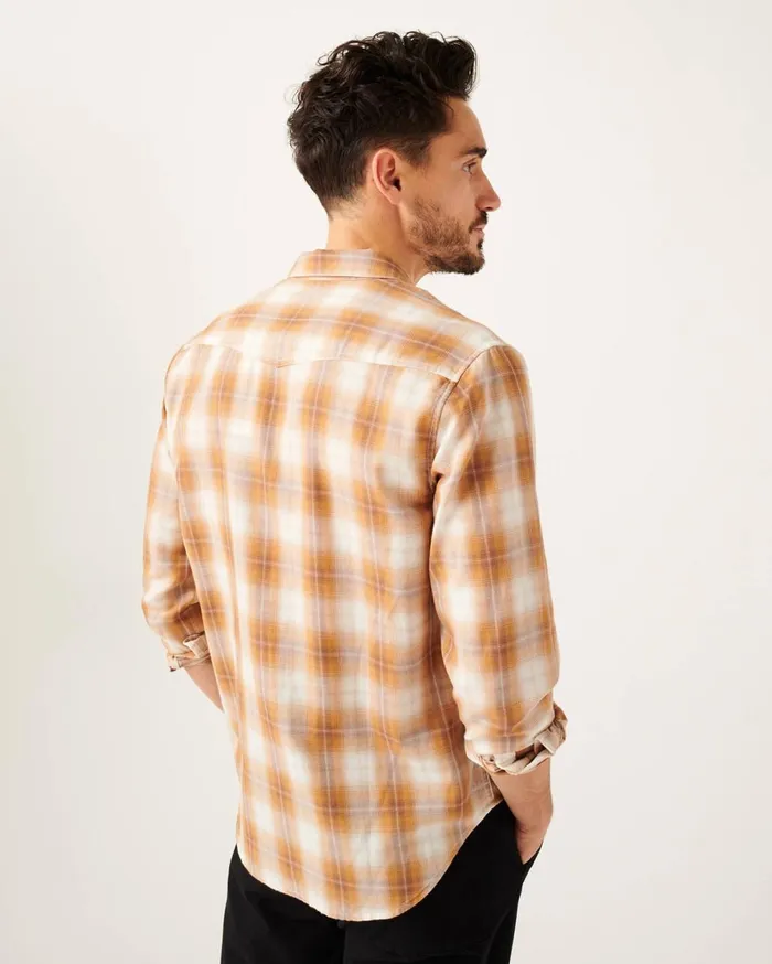 Shirts Men 7 For All Mankind Long Sleeve Plaid Shirt In Yellow White Plaid