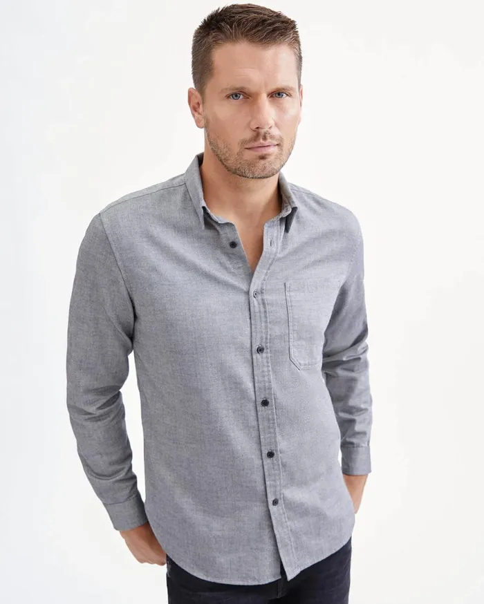 Shirts Men 7 For All Mankind Signature One Pocket Shirt In Charcoal