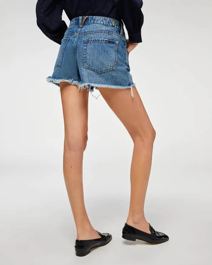 Shorts 038 Skirts Women 7 For All Mankind Monroe CutOff Short With Exposed Buttons In Pisces Blue