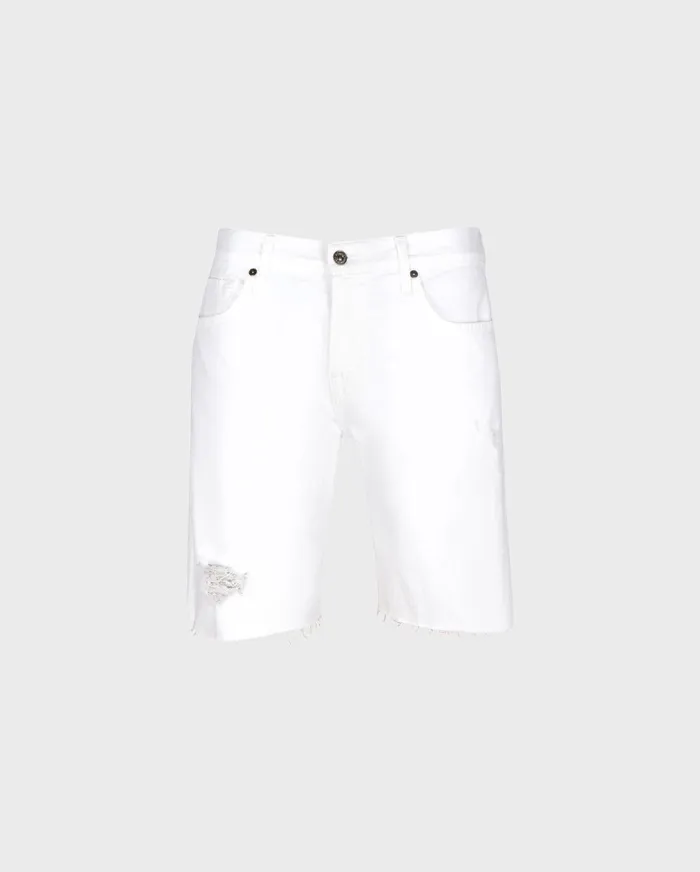 Shorts Men 7 For All Mankind Denim Short In White With Destroy