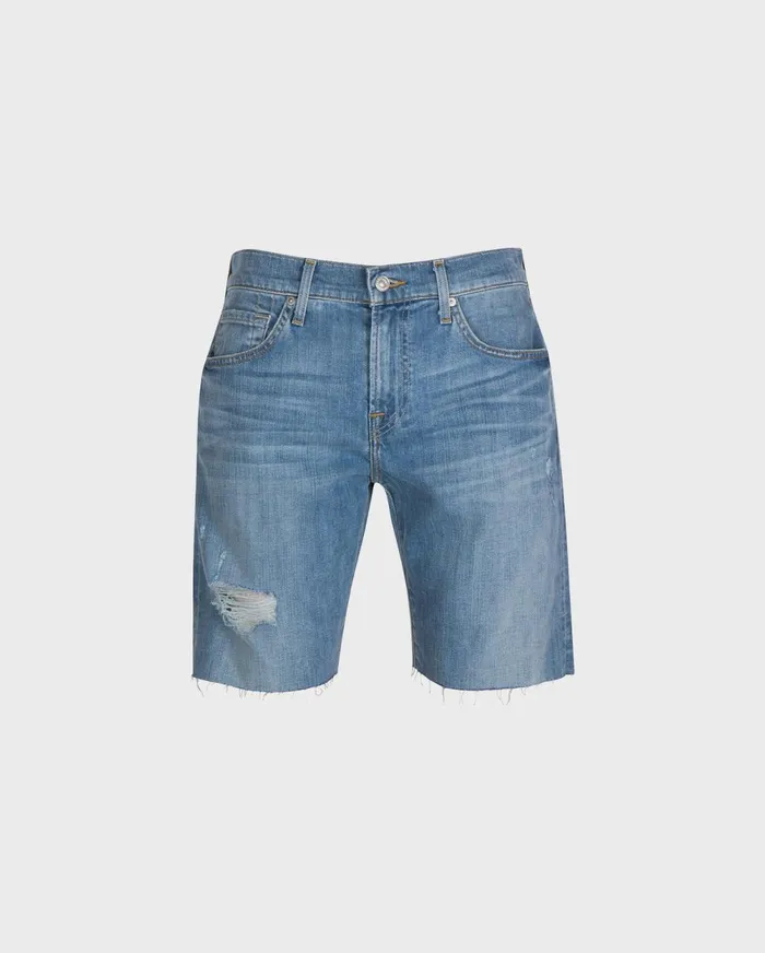 Shorts Men 7 For All Mankind The Straight Short In Light Indigo With Destroy