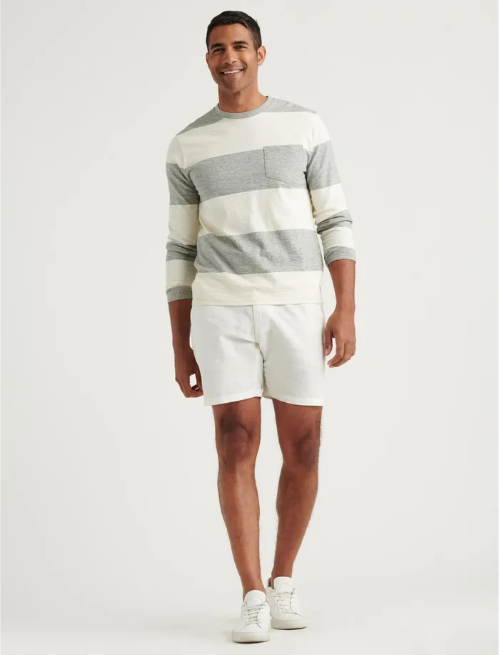 Shorts Men Lucky Brand Laguna Linen 7034 Flat Front Short Natural