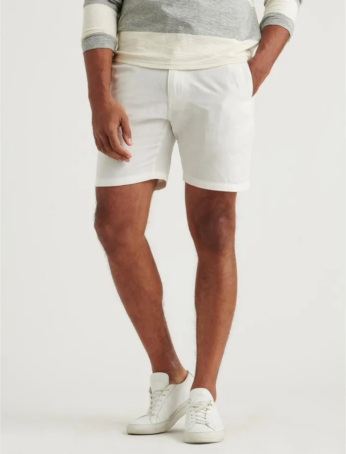 Shorts Men Lucky Brand Laguna Linen 7034 Flat Front Short Natural
