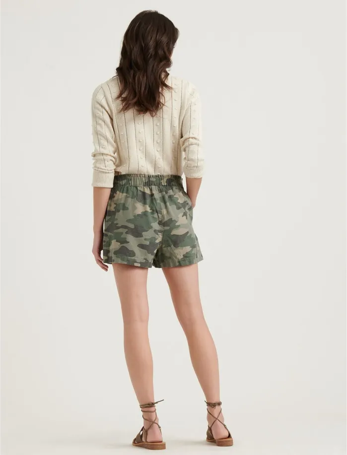 Shorts Women Lucky Brand Tie Front Short Olive Multi