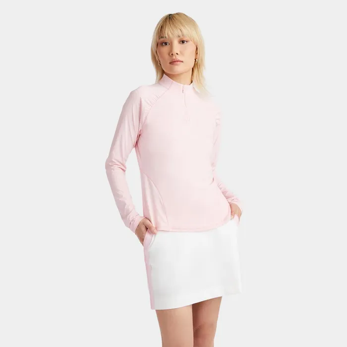 Silky Tech Nylon Ruched Quarter Zip Pullover Trifle Women GFORE Tops