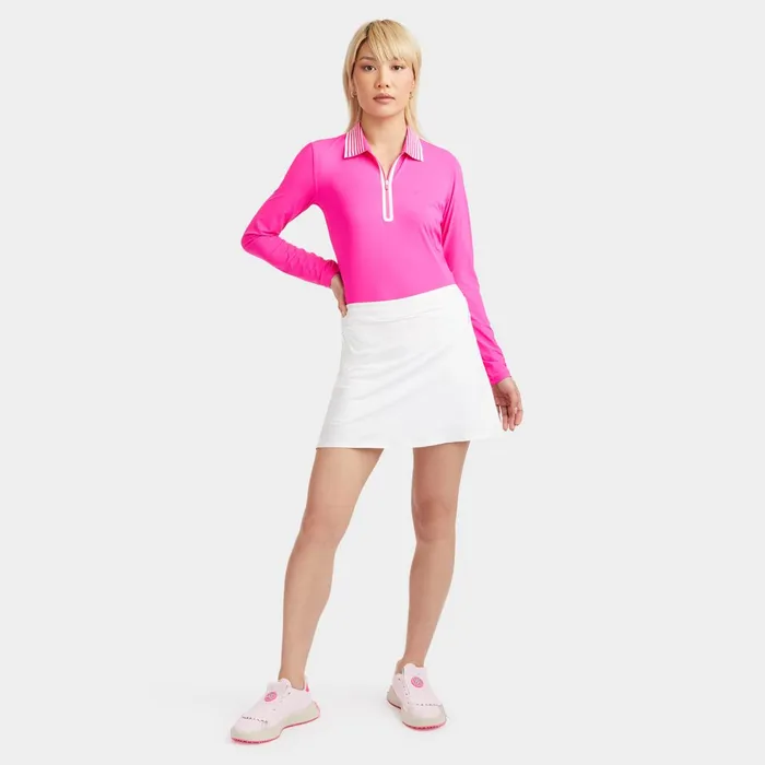 Silky Tech Nylon Zip Polo Day Glow Pink Women GFORE Tops